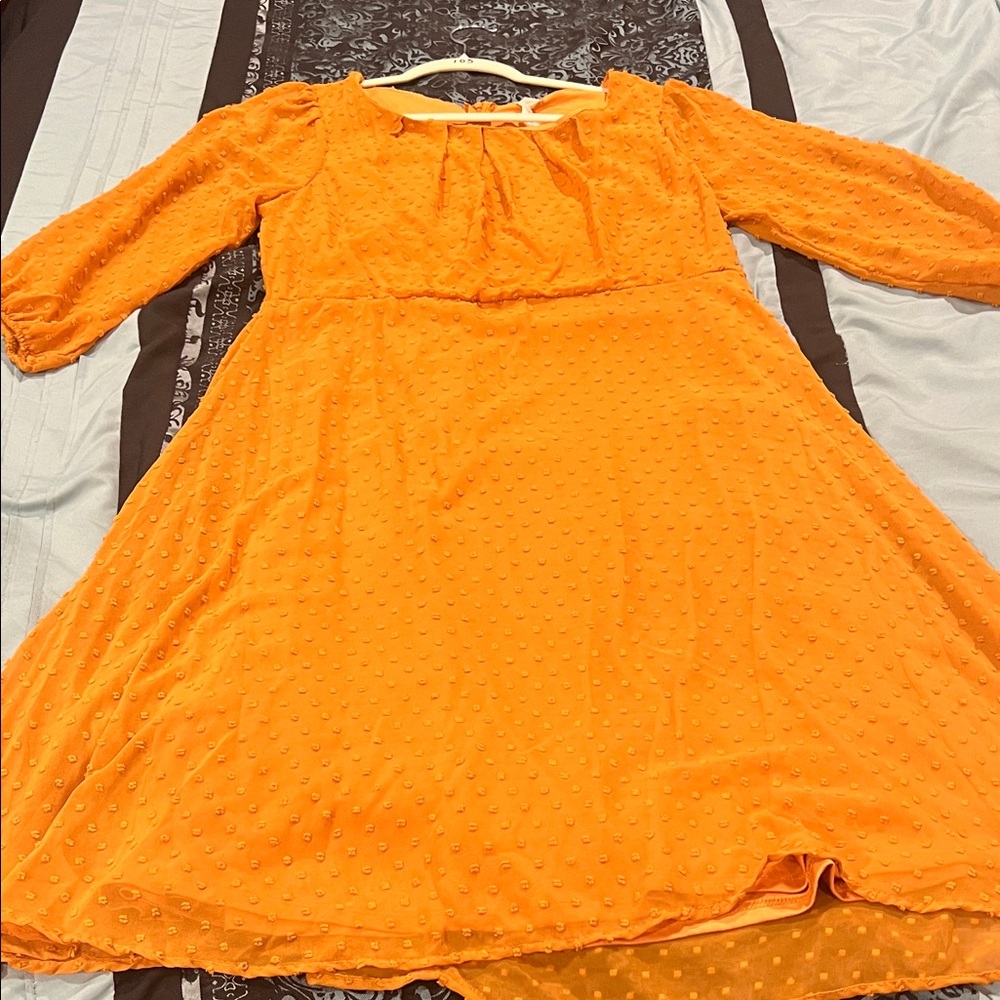 NY Collection Orange Textured Dress